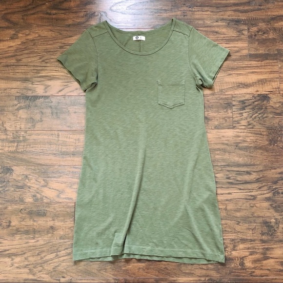 American Giant • premium t-shirt dress supima cotton mini green knit pocket - Picture 3 of 10
